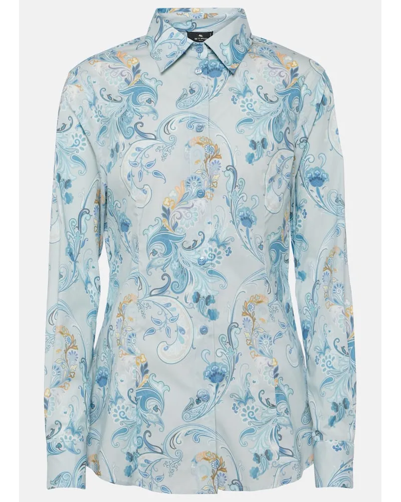 Etro Camicia in misto cotone con stampa Blu