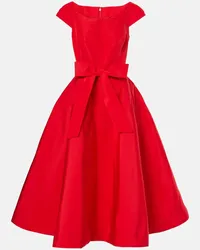 Monique Lhuillier Abito midi in seta Rosso