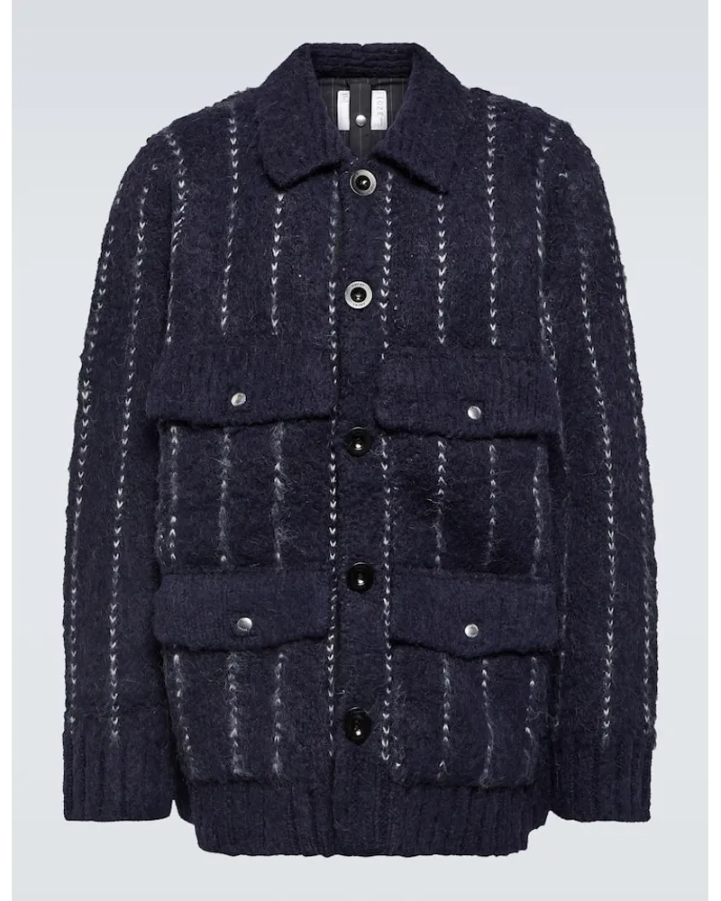 Sacai Giacca blouson in misto lana Blu