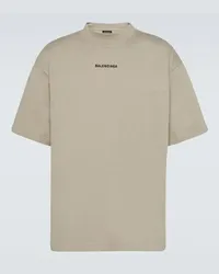 Balenciaga T-shirt in jersey di cotone con logo Neutro