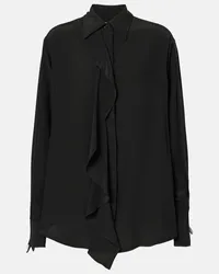 Victoria Beckham Blusa in seta con balze Nero