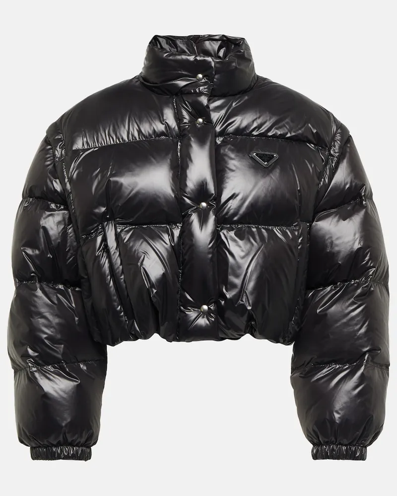 Prada Piumino cropped in Re-Nylon Nero