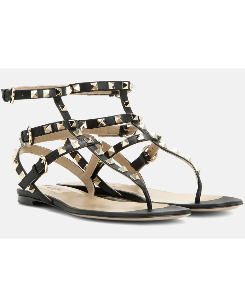 Valentino Garavani Sandali infradito Rockstud in pelle Nero