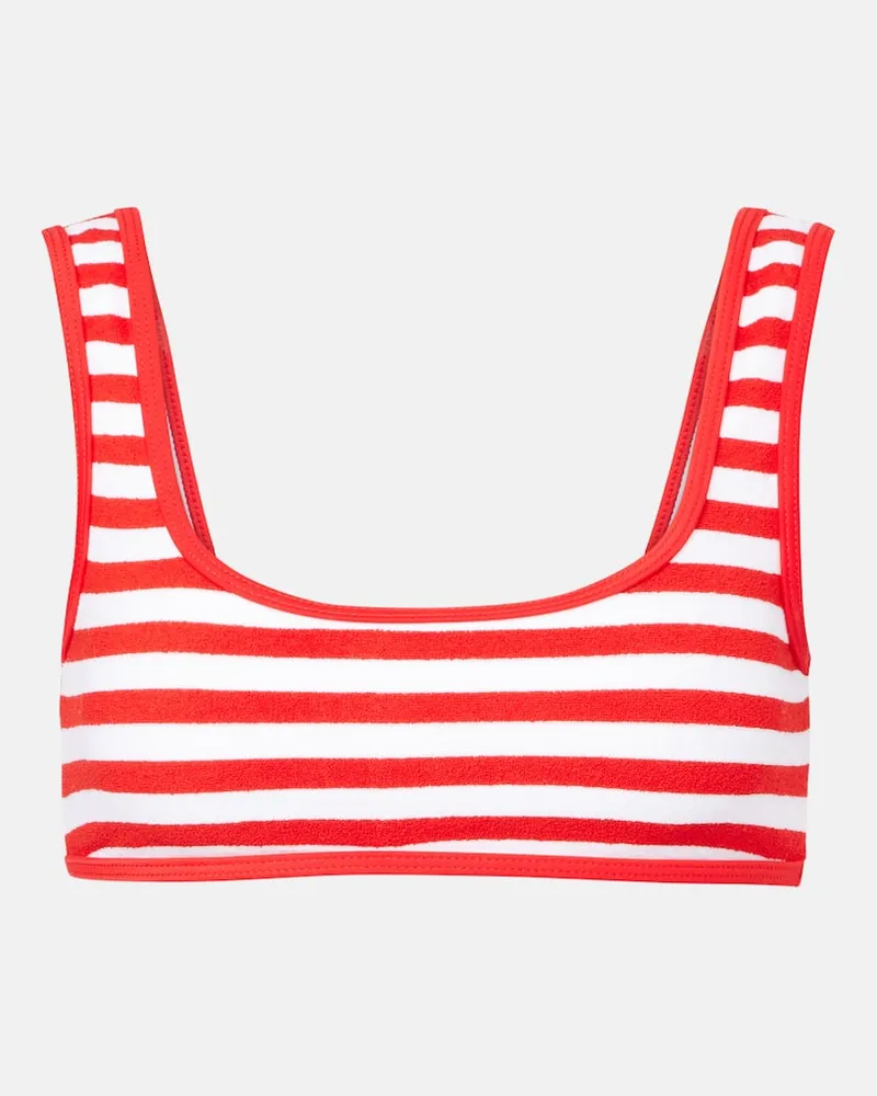 JADE SWIM Top bikini Rounded Edges in spugna a righe Rosso
