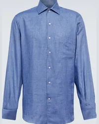 Loro Piana Camicia in lino André Blu