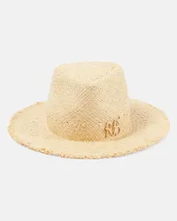 RUSLAN BAGINSKIY Fedora in rafia con logo Beige