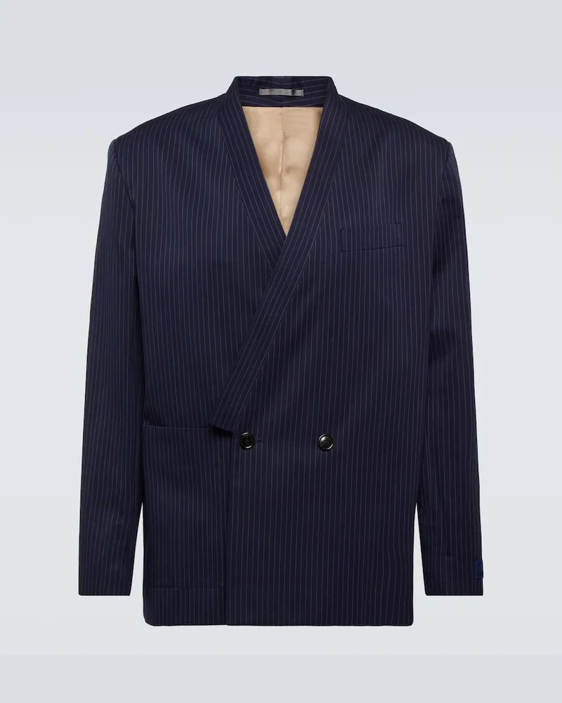 Kenzo Blazer gessato in cotone e lino Blu