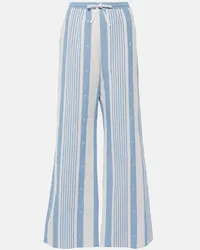 Givenchy Pantaloni a gamba larga 4G in cotone e lino Blu