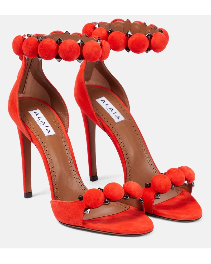 Alaïa AlaÃ¯a Sandali La Bombe 100 in suede Rosso