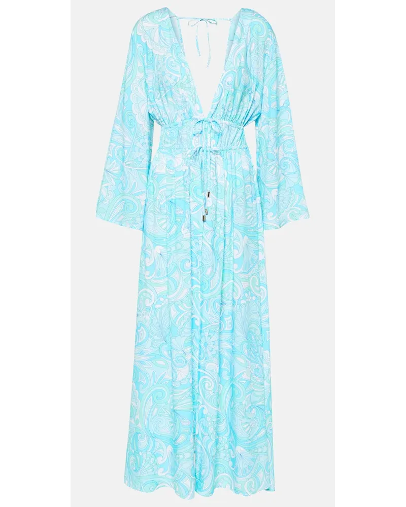 Melissa Odabash Caftano Farrah con stampa Blu