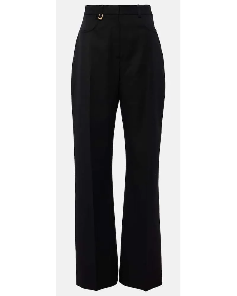Jacquemus Pantaloni flared Sauge in lana Nero