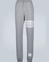 Thom Browne Pantaloni sportivi in cotone 4-Bar Grigio