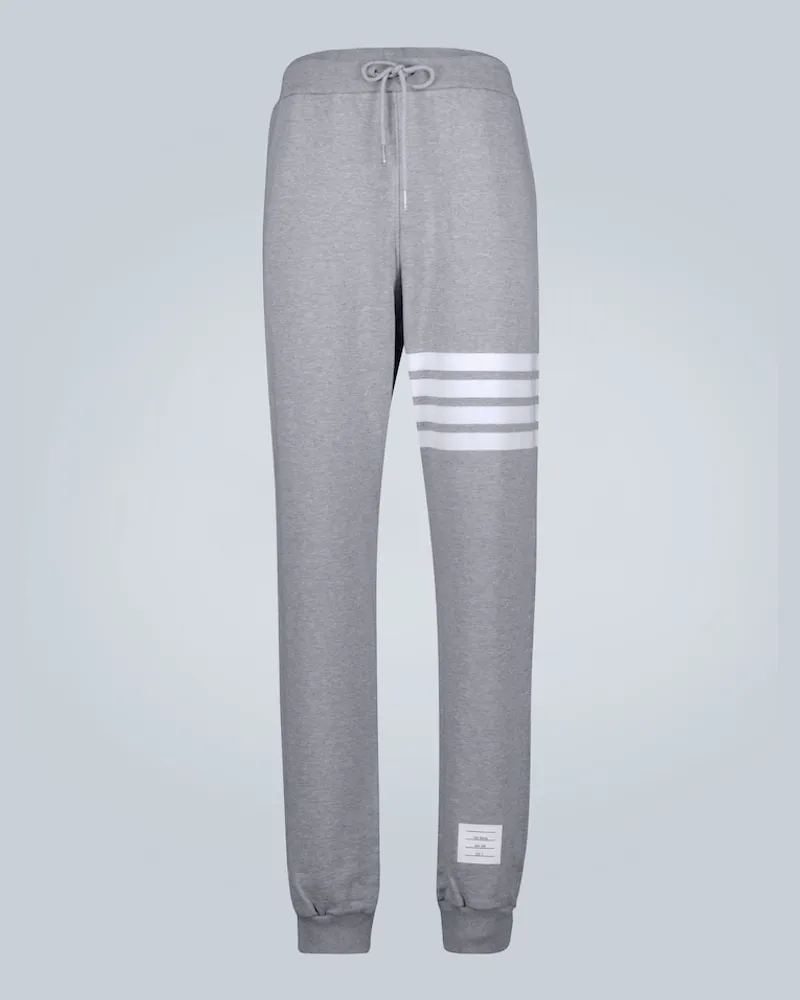 Thom Browne Pantaloni sportivi in cotone 4-Bar Grigio