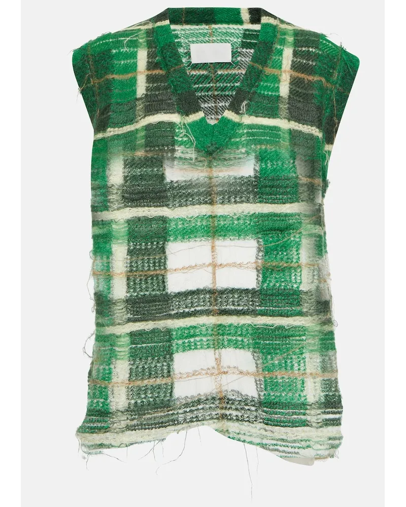Maison Margiela Gilet in misto mohair a quadri Multicolore
