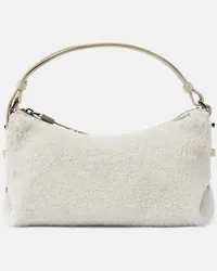 Brunello Cucinelli Borsa a spalla in shearling sintetico Bianco