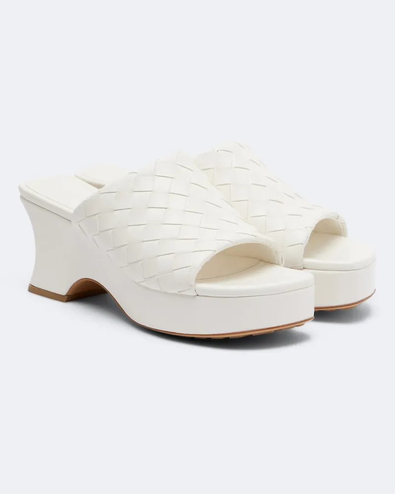 Bottega Veneta Intrecciato – Mules con zeppa Rosita in pelle Bianco