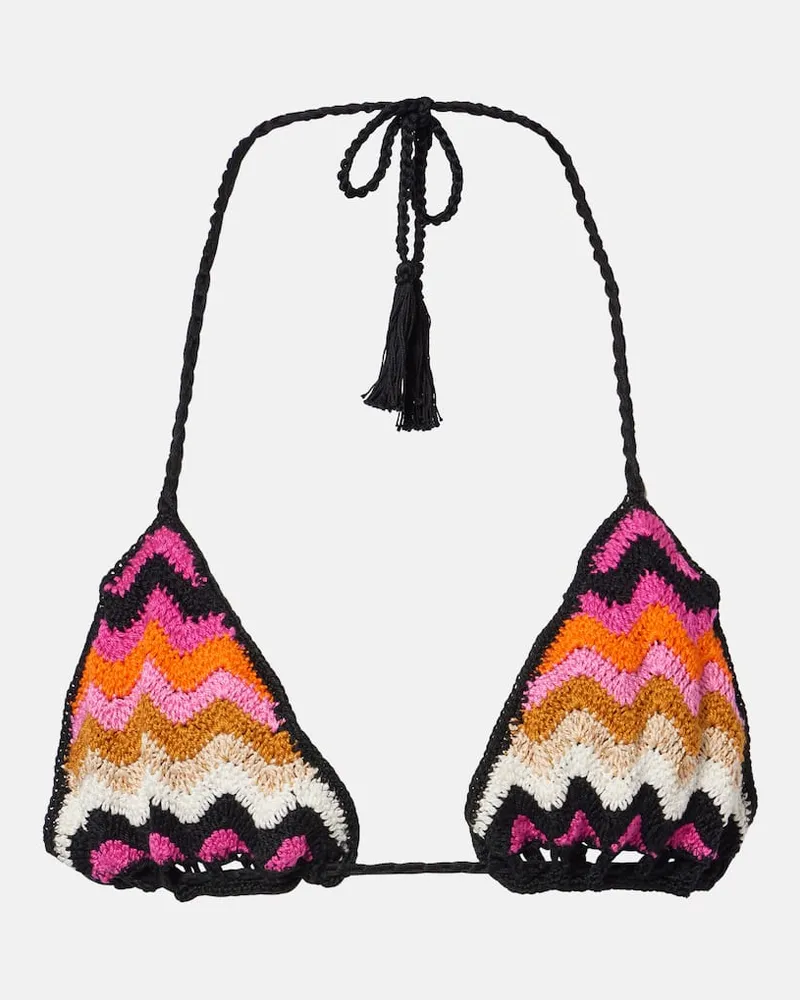 Anna Kosturova Top bikini in cotone a righe Multicolore