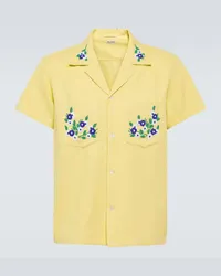 BODE Camicia Chicory in cotone con ricamo Giallo