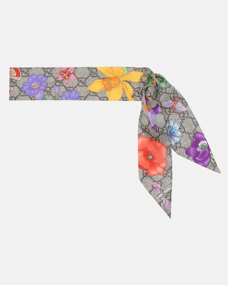 Gucci Foulard in twill di seta con stampa GG Flora Multicolore