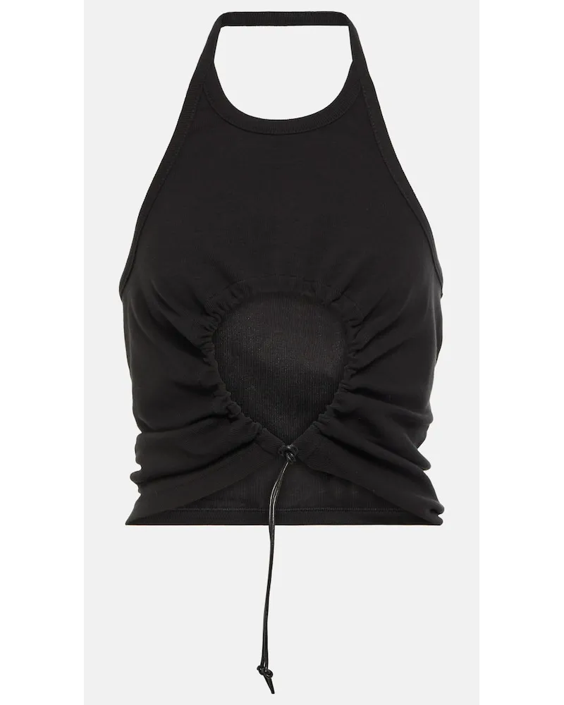 Alaïa AlaÃ¯a Top in cotone con scollo allâamericana Nero