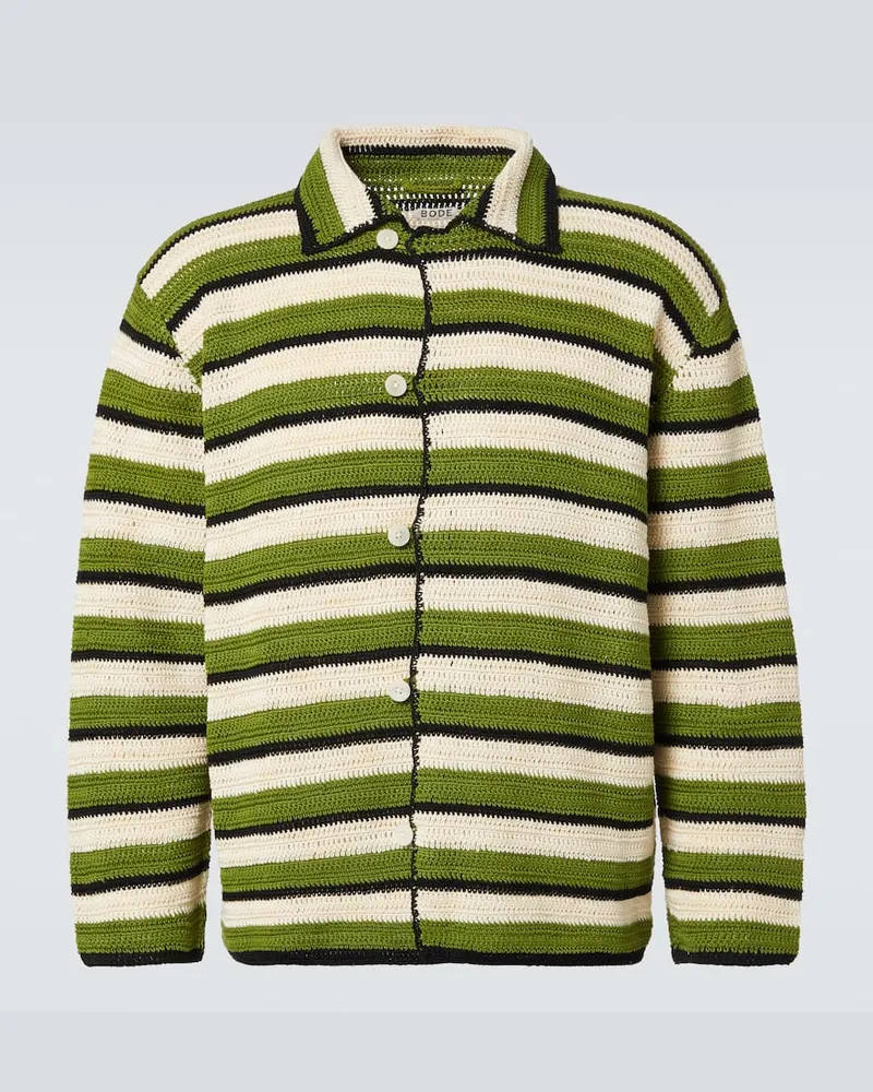 BODE Camicia Weedy in crochet di cotone a righe Verde