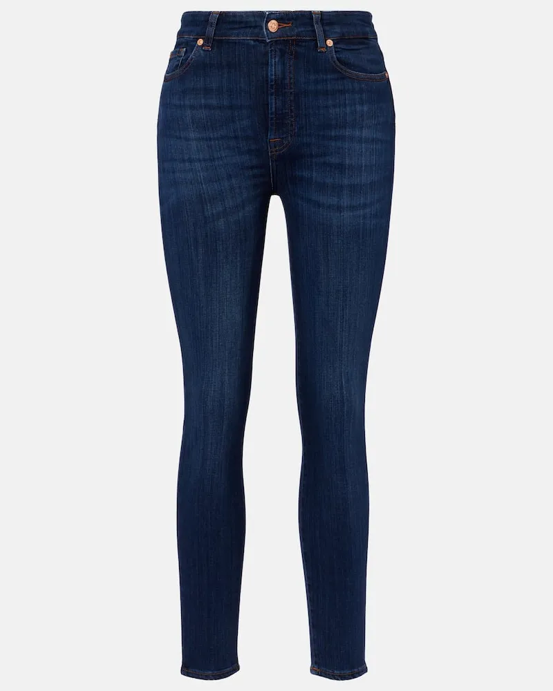 7 for all mankind Jeans skinny cropped Aubrey a vita alta Blu