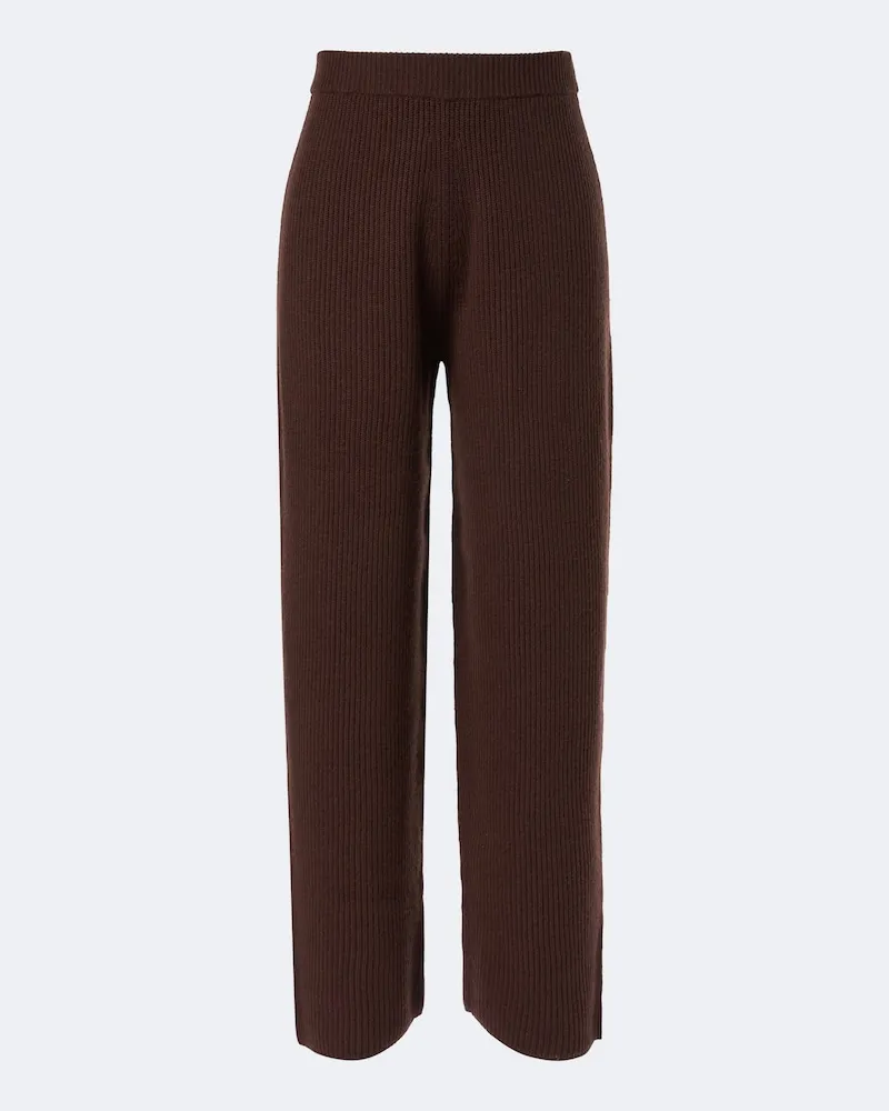 SPORTMAX Pantaloni in lana e cashmere a gamba larga Marrone