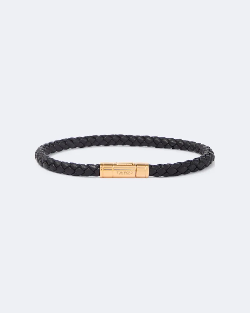 Tom Ford Bracciale in pelle intrecciata Nero