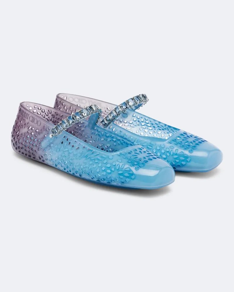 Jimmy Choo Ballerine Jelly con cristalli Blu