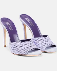 Paris Texas Mules Holly in suede con cristalli Viola