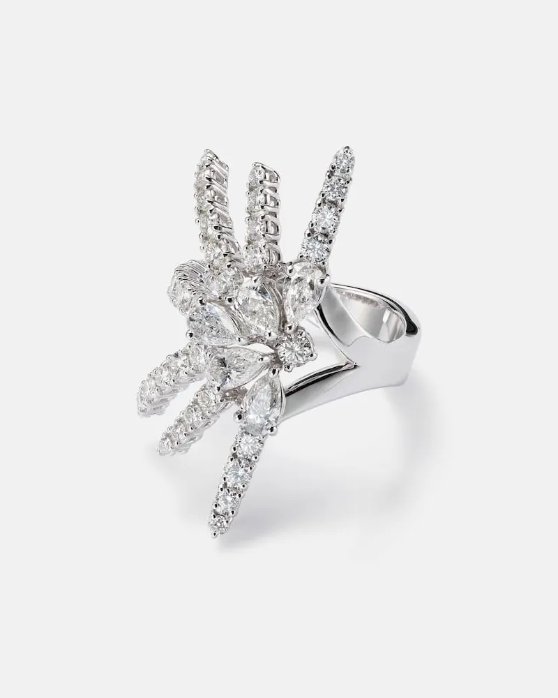 YEPREM Anello Y-Not in oro 18kt con diamanti Argento