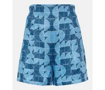 Shorts Okra in lino con stampa