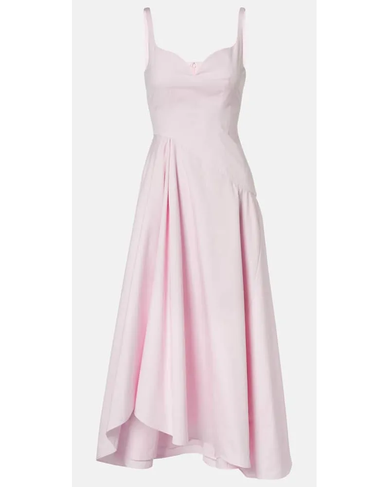 Alexander McQueen Abito midi in popeline di cotone Rosa