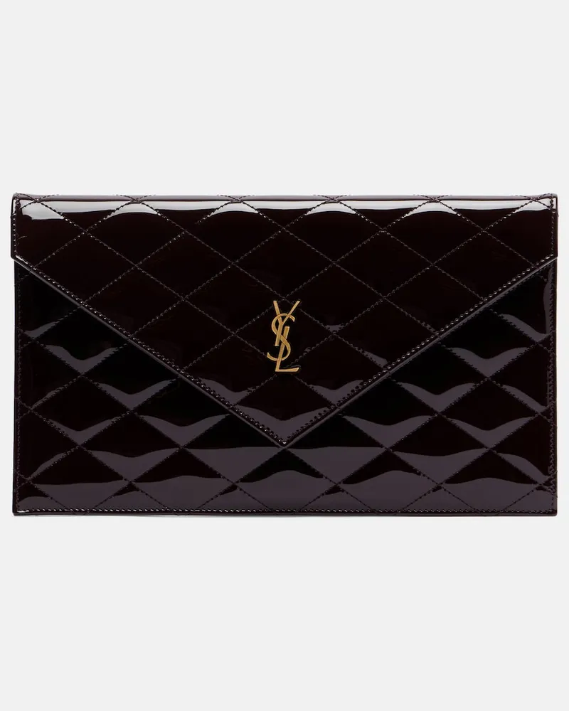 Saint Laurent Clutch Paris in pelle verniciata Borgogna