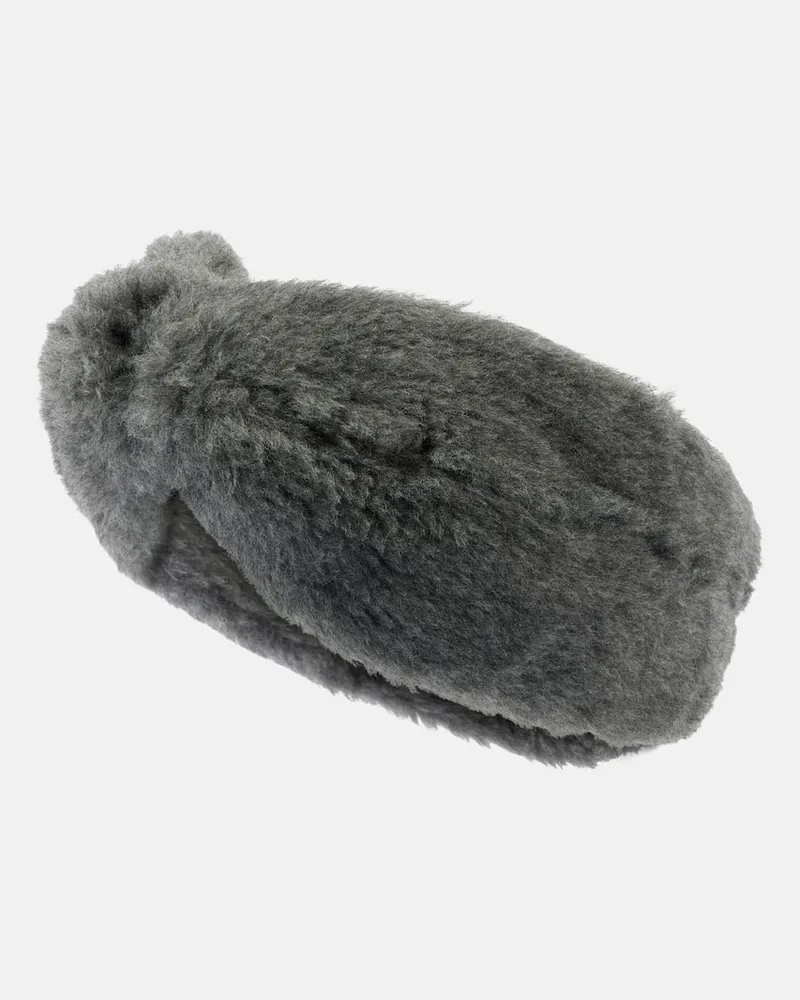 Max Mara Fascia per capelli in teddy Grigio