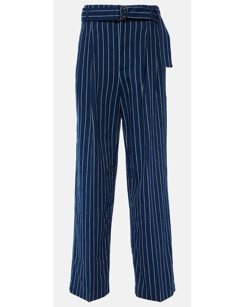 Ralph Lauren Pantaloni regular in lino e cotone Blu