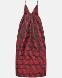 Ganni Abito lungo in jacquard floreale Rosso