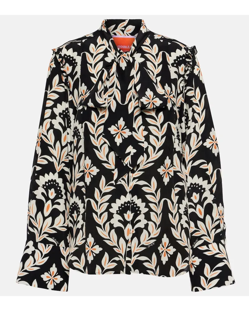 La DoubleJ Blusa Ascot in crÃªpe de chine stampata Multicolore