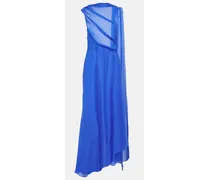 Givenchy Abito lungo asimmetrico in raso di seta Blu