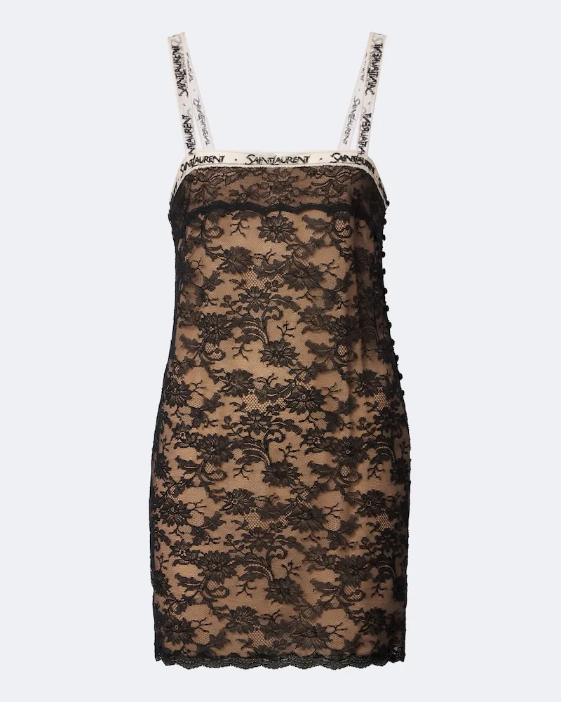 Saint Laurent Abito corto in pizzo Nero