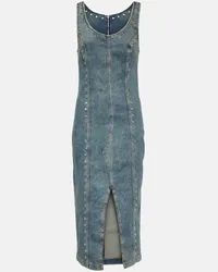 Blumarine Abito midi in denim con decorazioni Blu