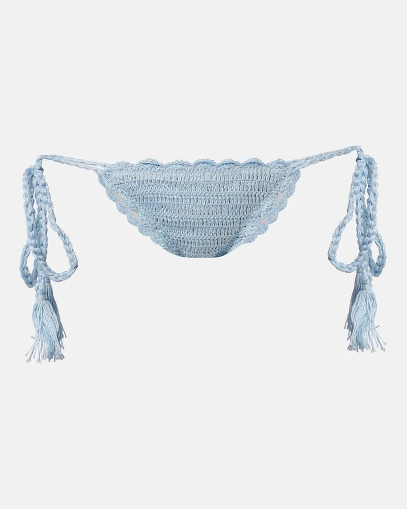 Anna Kosturova Slip bikini in cotone crochet Blu