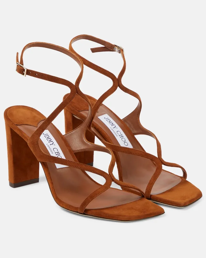 Jimmy Choo Sandali Azie 85 in suede Marrone