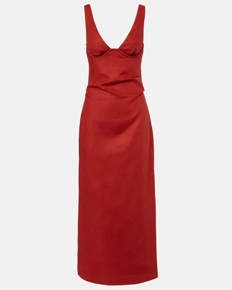 SIR Abito midi in lino Rosso