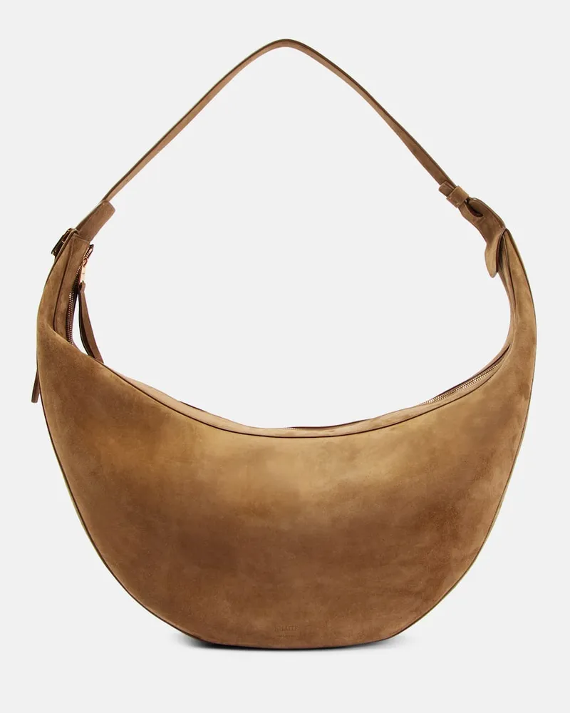 KHAITE Borsa a spalla Augustina in suede Marrone
