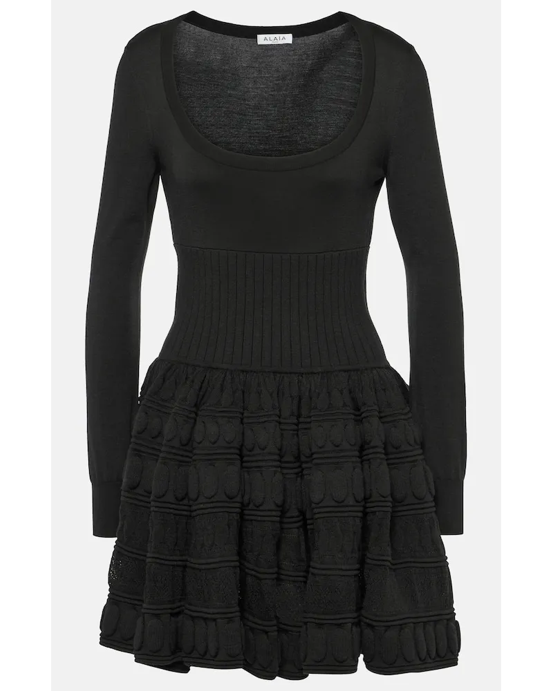 Alaïa AlaÃ¯a Miniabito Crinoline in misto lana Nero