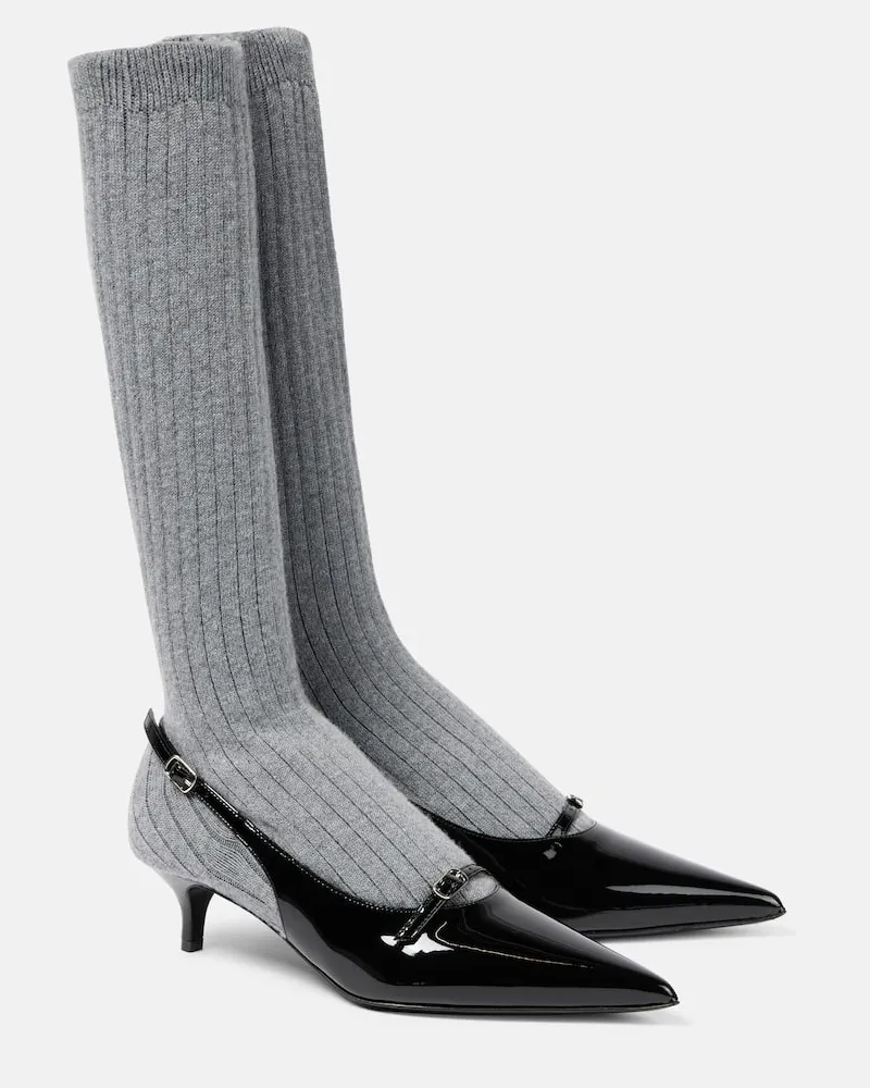 Magda Butrym Pumps slingback in vernice con calze Nero