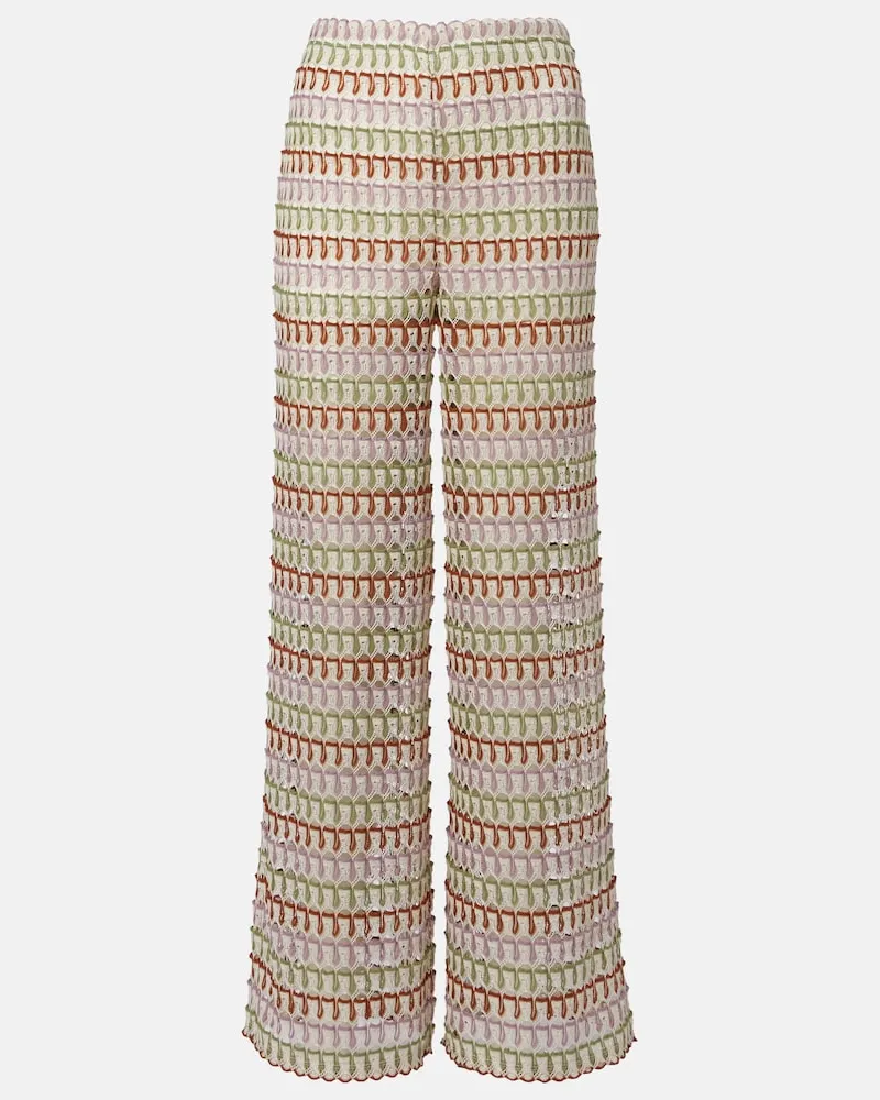 Veronica Beard Pantaloni Fatima a gamba larga in crochet Multicolore