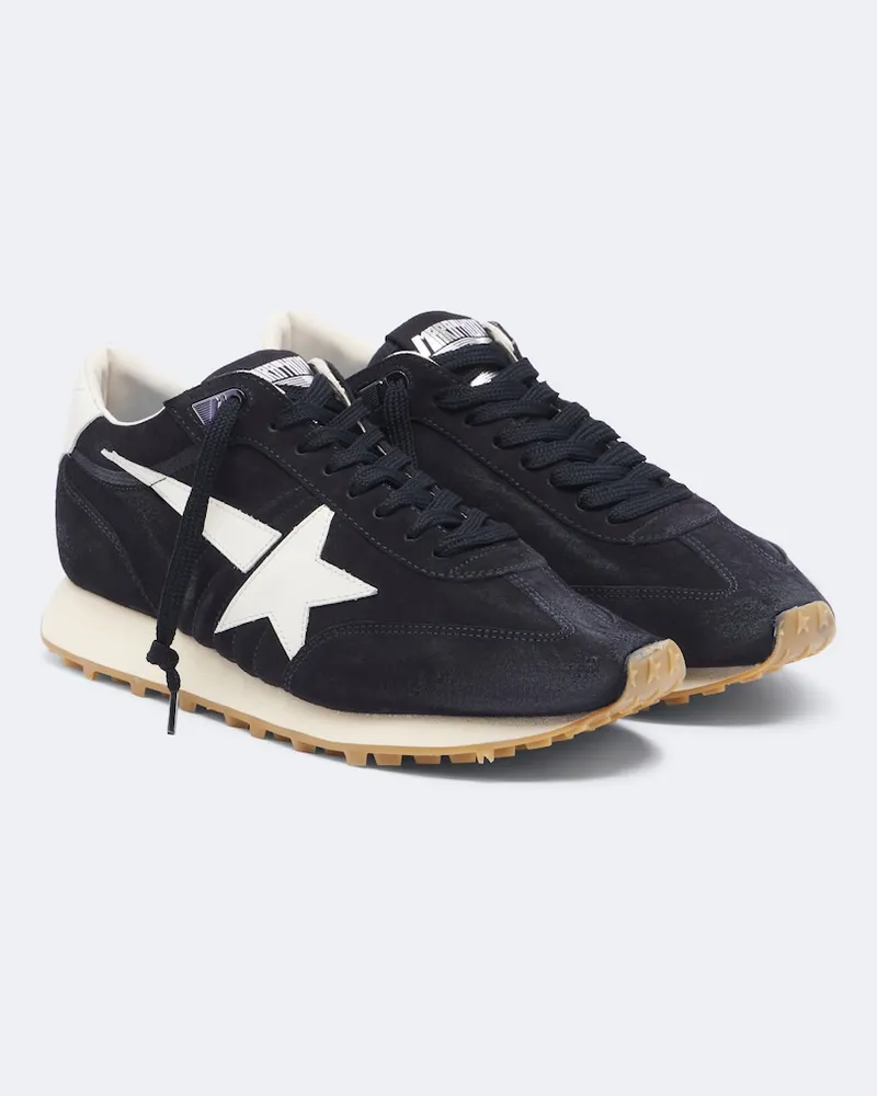Golden Goose Sneakers Running Marathon in suede Blu