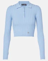 Dolce & Gabbana Pullover stile polo cropped a coste Blu